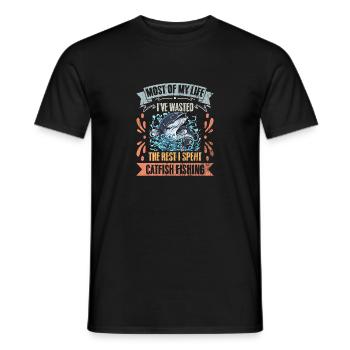 La majeure partie de ma vie, j’ai Vintage Catfish Hunter - T-shirt homme - noir - Devant - AI Model Male 178 light (178cm)