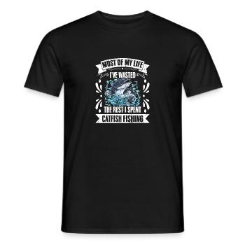 Most Of My Life I've Funny Catfish Hunter A - Men's T-Shirt - black - Front - AI Model Male 178 light (178cm)