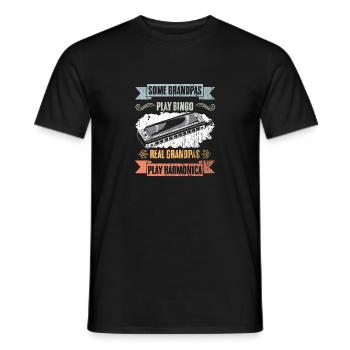 Certains grands-pères jouent au Bingo Vintage Harmonica Lover - T-shirt homme - noir - Devant - AI Model Male 178 light (178cm)