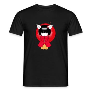 Kleine Katze Geisha Japanisch - Männer T-Shirt - Schwarz - Vorne - AI Model Male 178 light (178cm)