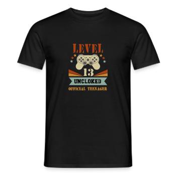Level 13 Uncloked Official Teenager - Men's T-Shirt - black - Front - AI Model Male 178 light (178cm)