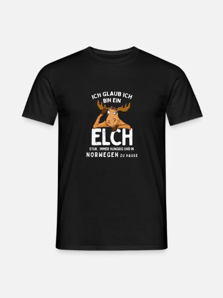Norwegen Elch stur und immer hungrig - Männer T-Shirt - Schwarz