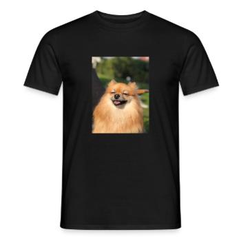 smiling pomeranian zwergspitz happy - T-shirt homme - noir - Devant - AI Model Male 178 light (178cm)