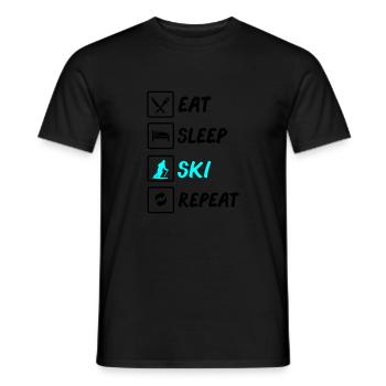 eat sleep ski repeat - Männer T-Shirt - Schwarz - Vorne - AI Model Male 178 light (178cm)