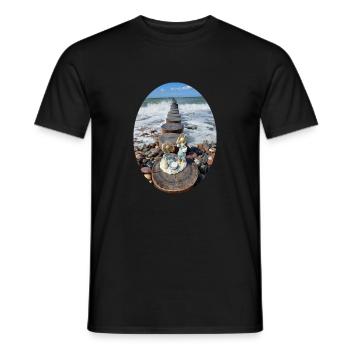 Kinder am Strand - Männer T-Shirt - Schwarz - Vorne - AI Model Male 178 light (178cm)
