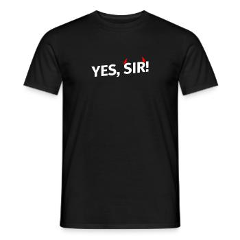 Yes, Sir! mit roten Hörnern - weiß - Männer T-Shirt - Schwarz - Vorne - AI Model Male 178 light (178cm)