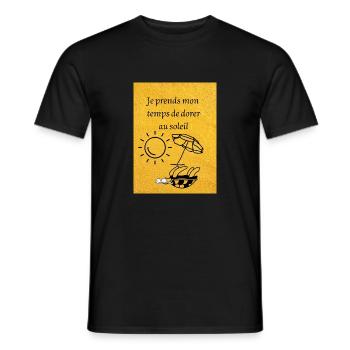 Je prends mon temps au soleil - T-shirt homme - noir - Devant - AI Model Male 178 light (178cm)