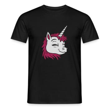 Visage comique licorne heureuse - T-shirt homme - noir - Devant - AI Model Male 178 light (178cm)
