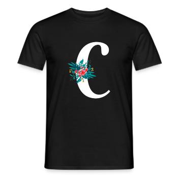 letter C flowery - Men's T-Shirt - black - Front - AI Model Male 178 light (178cm)