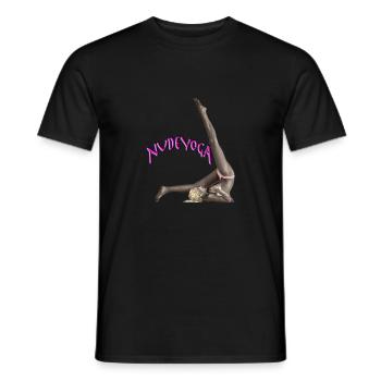 Fille pratiquant le yoga nu - T-shirt homme - noir - Devant - AI Model Male 178 light (178cm)