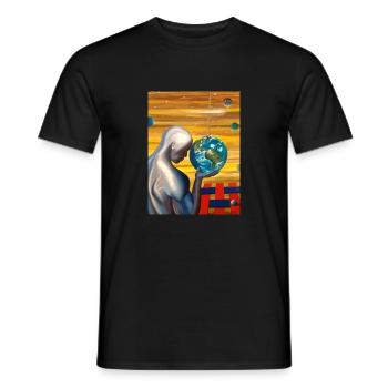 Surreal painting. ''The creator'' - Men's T-Shirt - black - Front - AI Model Male 178 light (178cm)