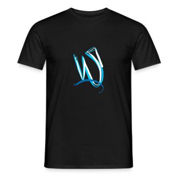 Blue and White Abstract Art - Men's T-Shirt - black - Front - AI Model Male 178 light (178cm)