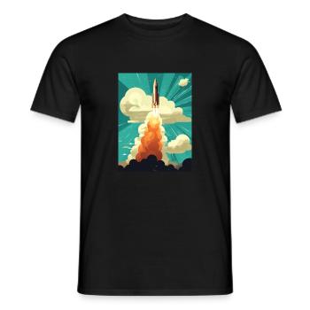 Rocket Launch Raketenstart - Men's T-Shirt - black - Front - AI Model Male 178 light (178cm)