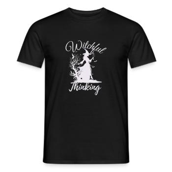 Halloween Witch, Witchful Thinking - Männer T-Shirt - Schwarz - Vorne - AI Model Male 178 light (178cm)