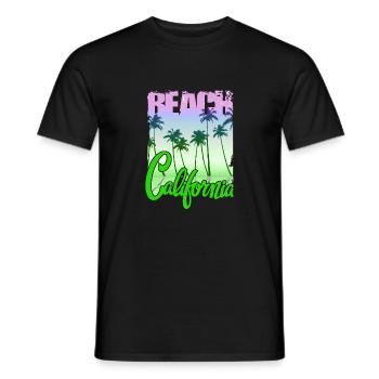 Vintage Flowers beach California retro garden USA - Men's T-Shirt - black - Front - AI Model Male 178 light (178cm)