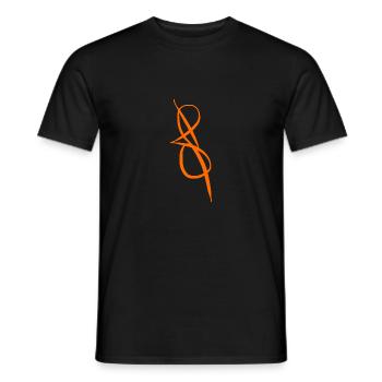 Kunstvoller oranger S in Schnürchenschrift - Männer T-Shirt - Schwarz - Vorne - AI Model Male 178 light (178cm)