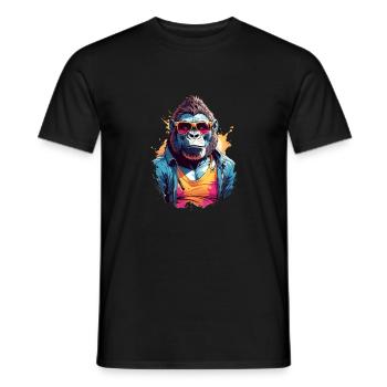 Cool Colourful Gorilla in Sunglasses - Men's T-Shirt - black - Front - AI Model Male 178 light (178cm)