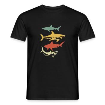 requin rétro vintage - T-shirt homme - noir - Devant - AI Model Male 178 light (178cm)