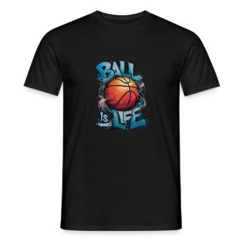 "Ball is Life" Basketball Graffiti Spray Kunst - Männer T-Shirt - Schwarz - Vorne - AI Model Male 178 light (178cm)