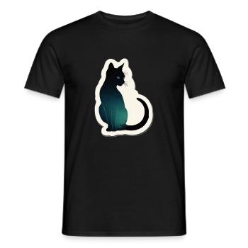 Katze Silhouette - Männer T-Shirt - Schwarz - Vorne - AI Model Male 178 light (178cm)