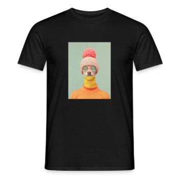 AP Surreal Human Dog Portrait 1 August 2024 - Männer T-Shirt - Schwarz - Vorne - AI Model Male 178 light (178cm)