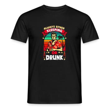 Always Sleeping or Drunk Funny Vintage Vibes - Men's T-Shirt - black - Front - AI Model Male 178 light (178cm)