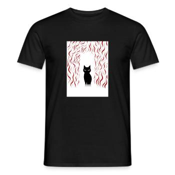 cat in a bad mood - Men's T-Shirt - black - Front - AI Model Male 178 light (178cm)
