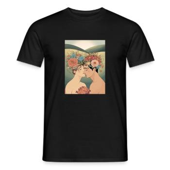 Lovers and flowers - Men's T-Shirt - black - Front - AI Model Male 178 light (178cm)