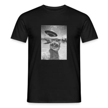 Surreal: cat + ufo - Männer T-Shirt - Schwarz - Vorne - AI Model Male 178 light (178cm)