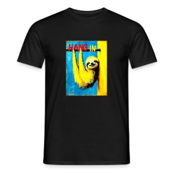 "Hang in there" by van Gogh - Men's T-Shirt - black - Front - AI Model Male 178 light (178cm)