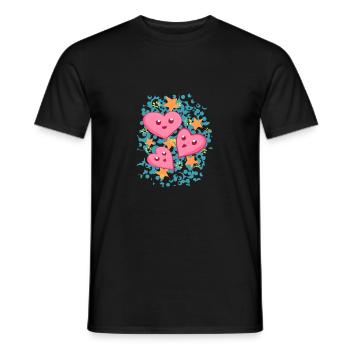 Drei kleine Herzen im Comicstil - Männer T-Shirt - Schwarz - Vorne - AI Model Male 178 light (178cm)