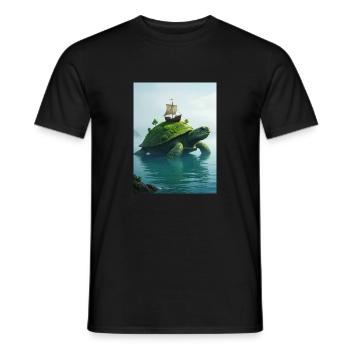 Aspidochelone, medieval sea turtle of European myt - Men's T-Shirt - black - Front - AI Model Male 178 light (178cm)