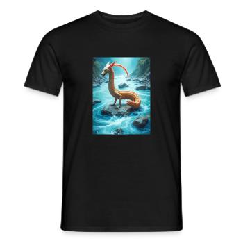 Nguruvilu, Mapuche-Fischfuchs der chilenischen Flussfolklore - Männer T-Shirt - Schwarz - Vorne - AI Model Male 178 light (178cm)