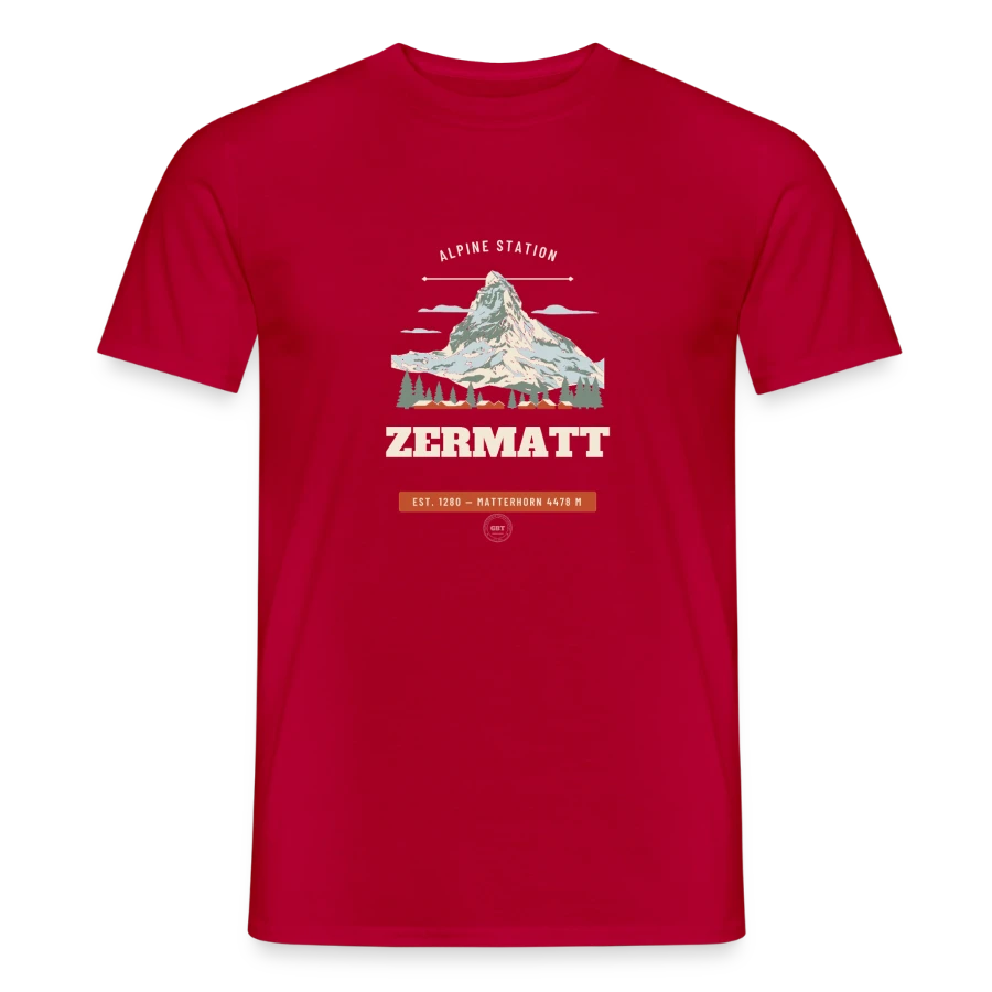 Zermatt badge on a men's t-shirt, red