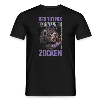 Der will nur Zocken - Männer T-Shirt - Schwarz - Vorne - AI Model Male 178 light (178cm)