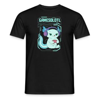Gamesolotl Pun Design for Axolotl Lovers - Men's T-Shirt - black - Front - AI Model Male 178 light (178cm)