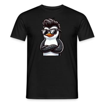 Cooler Pinguin mit Sonnenbrille Cartoon - Männer T-Shirt - Schwarz - Vorne - AI Model Male 178 light (178cm)