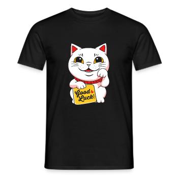 Maneki Neko Japan Lucky Charm - Men's T-Shirt - black - Front - AI Model Male 178 light (178cm)