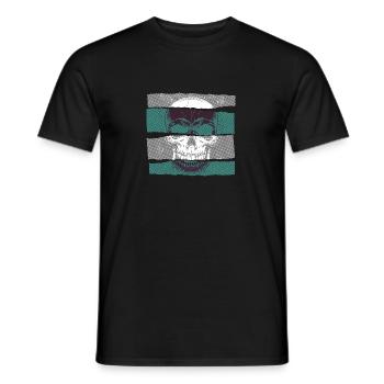 Tête de mort vert paper strip dark - T-shirt homme - noir - Devant - AI Model Male 178 light (178cm)