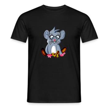 Smart nerd mouse with glasses as a spectacle snake - Men's T-Shirt - black - Front - AI Model Male 178 light (178cm)