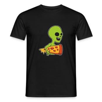 Alien und Pizza. Pizza -Liebhaber Gift - Männer T-Shirt - Schwarz - Vorne - AI Model Male 178 light (178cm)
