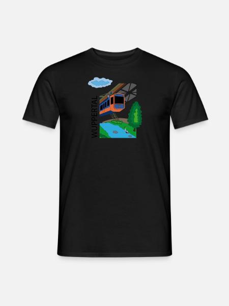 Wuppertaler Schwebebahn (schwarze Schrift) - Männer T-Shirt - Schwarz