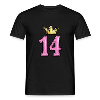 14 Zahl Trikot Krone - Männer T-Shirt - Schwarz - Vorne - AI Model Male 178 light (178cm)