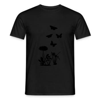 Spring Flowers and Butterflies, Nature - T-shirt homme - noir - Devant - AI Model Male 178 light (178cm)