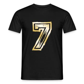 7 Number Gold - Men's T-Shirt - black - Front - AI Model Male 178 light (178cm)