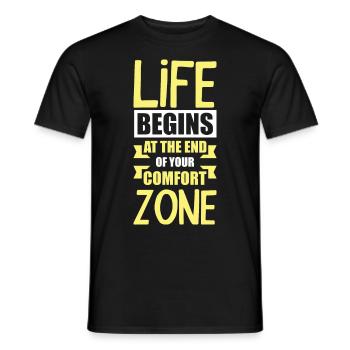 Life Begins at the end of your Comfort Zone - Männer T-Shirt - Schwarz - Vorne - AI Model Male 178 light (178cm)