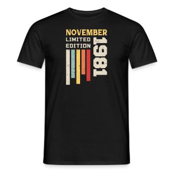 Novembre 1981 Cadeau Anniversaire - Novembre 1981 - T-shirt homme - noir - Devant - AI Model Male 178 light (178cm)