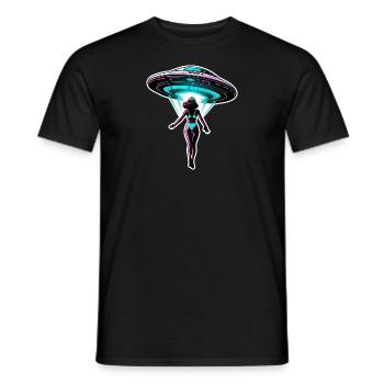 Frau wird in UFO entführt. - Männer T-Shirt - Schwarz - Vorne - AI Model Male 178 light (178cm)