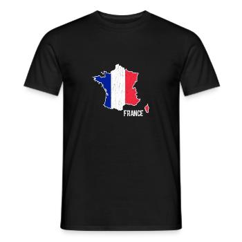 France Flag Map Outline - Men's T-Shirt - black - Front - AI Model Male 178 light (178cm)