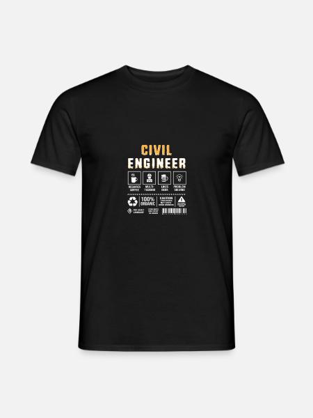 Civilingenjör, Byggarbetsplats, Byggarbetare - T-shirt herr - svart